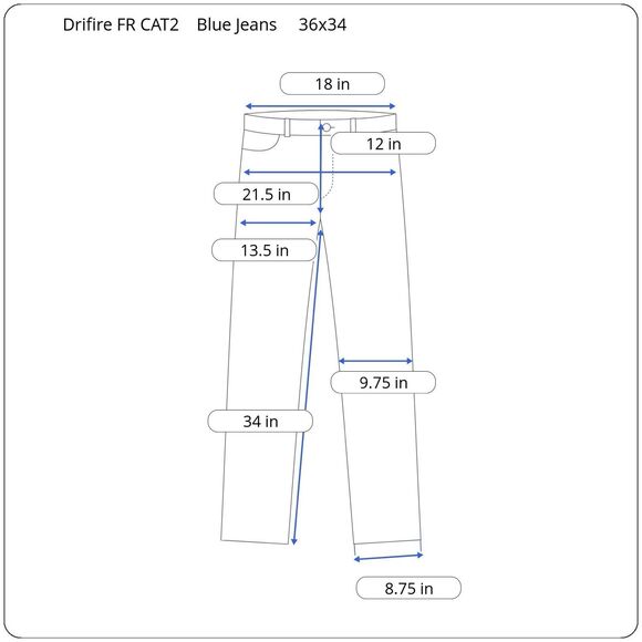Drifire FR Jeans Men’s 36x34 Blue Denim CAT2 Fire Resistant Made in USA Workwear - Picture 3 of 8